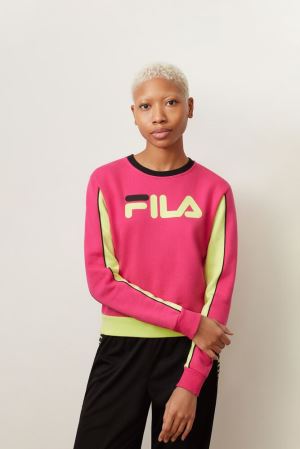 FILA Nuria Colorblock Sweatshirts Black,Womens Clothing | CA.XQLMNV867